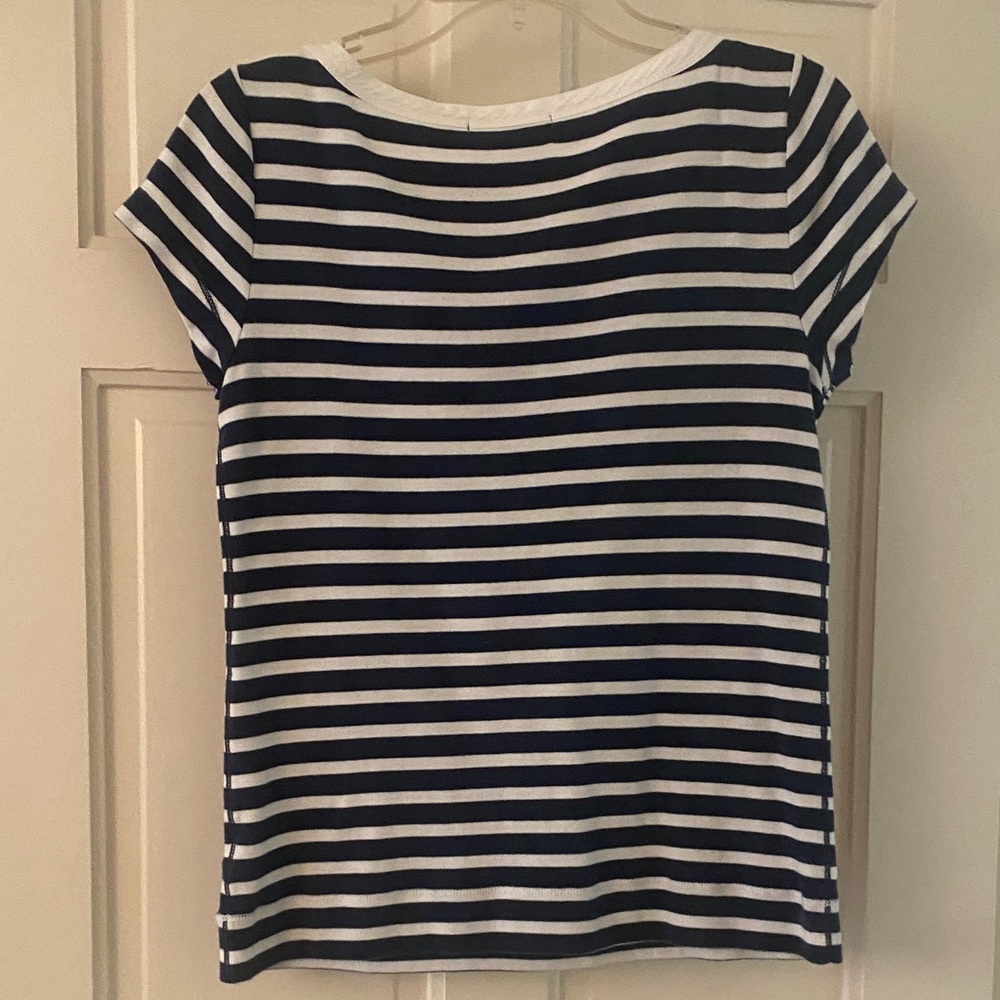 Ralph Lauren Blue and White Striped Short Sleeve Top - Picture 4 of 4
